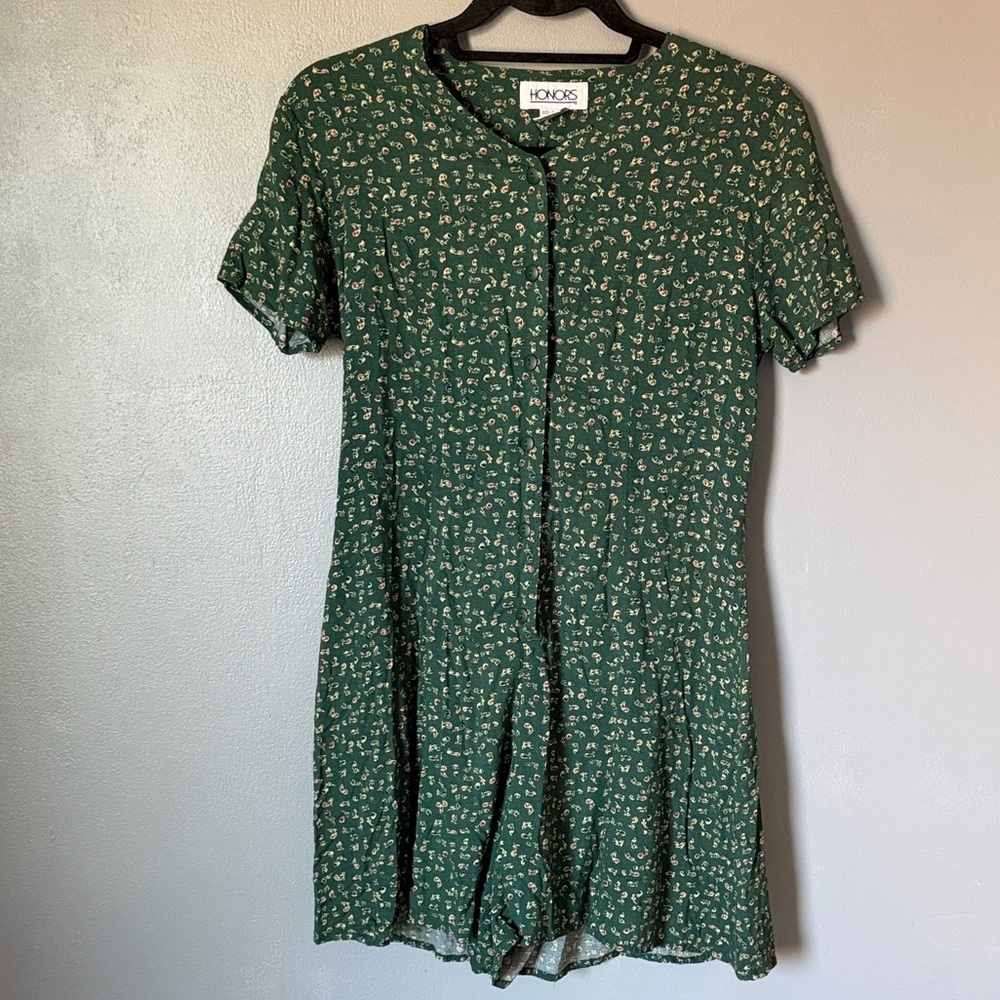 Honors Women’s Cottagecore Floral Ditsy Buttondown Midi Romper Small‎
